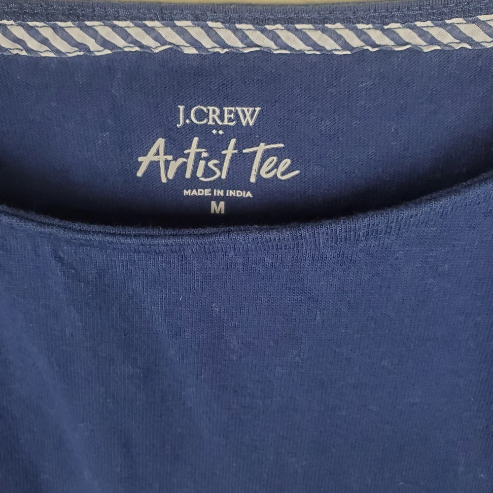J. Crew Blue Artist Tee Stripped Long Sleeve Shirt Size M - Picture 2 of 5